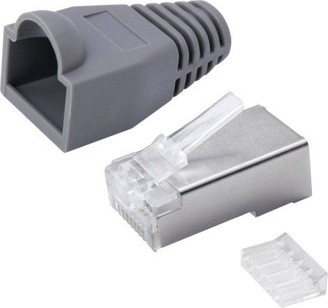 Quadrios RJ-45 csatlakozókészlet, CAT 5e 1906C173 Dugó, egyenes Pólusszám 8P8C Szürke 25 db 2. kép