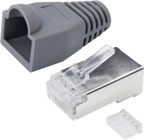 Quadrios RJ-45 csatlakozókészlet, CAT 6 1906C166 Dugó, egyenes Pólusszám 8P8C Szürke 25 db 2. kép