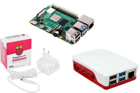 Raspberry Pi® Essentials Kit Raspberry Pi® 4 B 4 GB 4 x 1.5 GHz Tápegységgel, Házzal