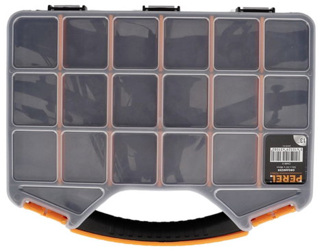 Velleman OMR13 Rendszerező doboz (H x Sz x Ma) 326 x 257 x 48 mm Rekeszek: 18 Tartalom, tartalmi egy 3. kép