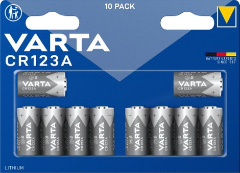 Varta LITHIUM Cylindr. CR123A Bli10 CR-123A Fotóelem Lítium 1430 mAh 3 V 10 db
