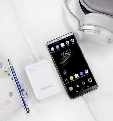 Intenso XS5000 Powerbank 5000 mAh LiPo USB-A, USB-C®, Mikro USB Fehér állapotjelző 3. kép