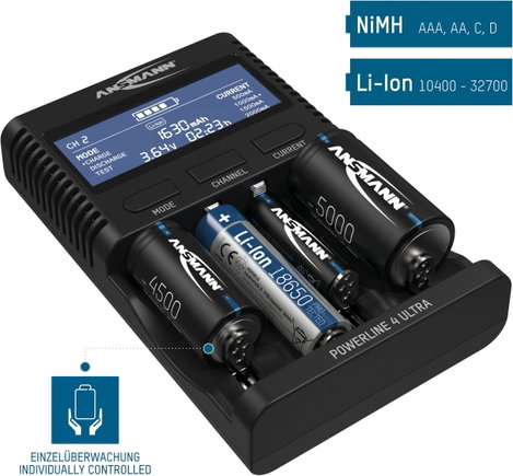 Ansmann Powerline 4 Ultra Hengeres akku töltő NiCd, NiMH, Lítiumion Mikro (AAA), Ceruza (AA), Baby ( 10. kép
