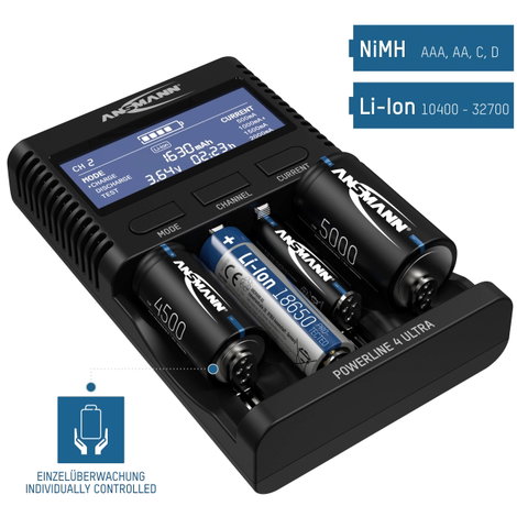 Ansmann Powerline 4 Ultra Hengeres akku töltő NiCd, NiMH, Lítiumion Mikro (AAA), Ceruza (AA), Baby ( 14. kép