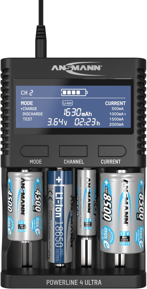 Ansmann Powerline 4 Ultra Hengeres akku töltő NiCd, NiMH, Lítiumion Mikro (AAA), Ceruza (AA), Baby ( 3. kép