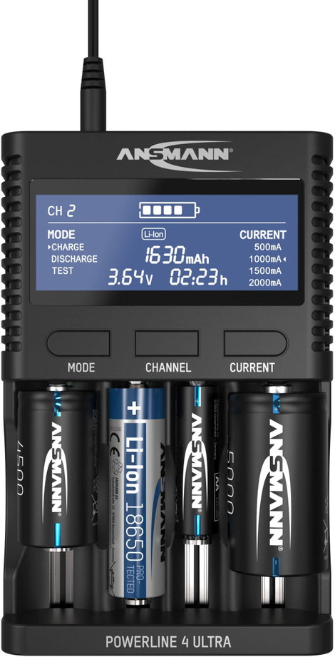 Ansmann Powerline 4 Ultra Hengeres akku töltő NiCd, NiMH, Lítiumion Mikro (AAA), Ceruza (AA), Baby ( 4. kép