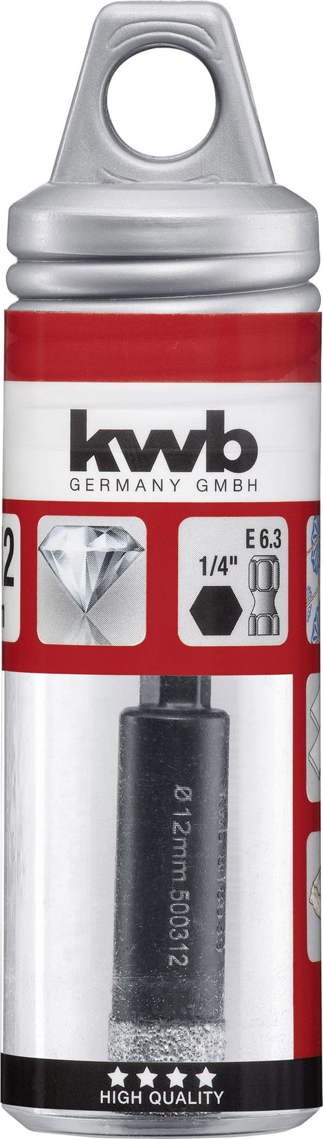 kwb HM Fliesenbohrer 6-Kant12 mm 500312 Csempefúró 1/4 (6,3 mm), Hatlap szár 1 db 3. kép