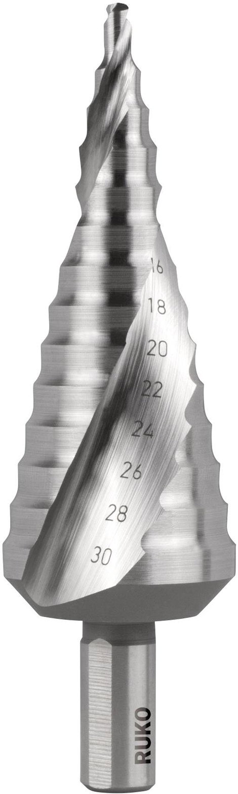 RUKO 101052E Fokozatfúró 4 - 30 mm HSS Teljes hossz 100 mm 3 oldalú szár 1 db