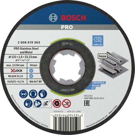 Bosch Accessories X-LOCK 2608619363 Vágótárcsa, egyenes 125 mm 1 db