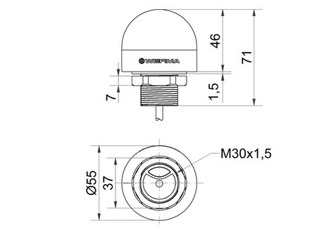 Werma Signaltechnik Optikai-akusztikus jeladó LED MC RGB RGB, Piros, Sárga, Zöld, Fehér, Kék, Viola, 3. kép