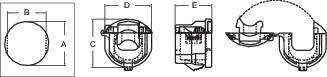 PB Fastener H-1852 Törésgátló Szorítási átmérő (max.) 7.4 mm Lemezvastagság (max.) 2.5 mm Poliamid F 2. kép