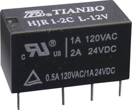 Tianbo Electronics HJR1-2C-L-05VDC Nyák relé 5 V/DC 2 A 2 váltó 1 db