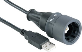 Az USB kábel mindkét oldalán rögzíthető PXP6040/B/2M00 B típus (reteszelő) az A típuson PXP6040/B/2M