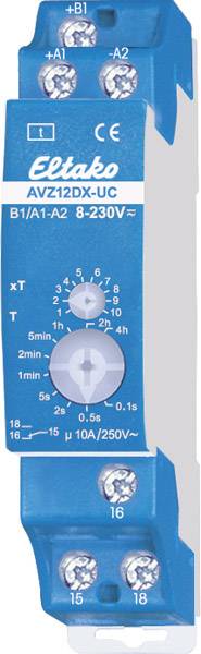 Eltako 23001302 AVZ12DX-UC Időrelé Mono funkció 230 V 1 db Időtartomány: 0.1 mp - 40 óra 1 váltó