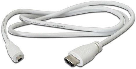 Raspberry Pi® T7689AX HDMI kábel Raspberry Pi [1x HDMI dugó - 1x HDMI dugó, D mikro] 1.00 m Fehér 2. kép