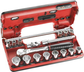 Facom Dugókulcs készlet Metrikus 3/8 (10 mm) 17 részes JL.DBOX1PB