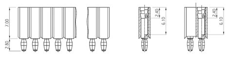 W & P Products Hüvelysor (precíziós) Sorok száma: 1 Pólusok száma sorozatonként: 2 153PF-002-1-50-00 2. kép