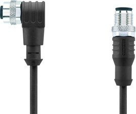 Escha 8044050 Érzékelő-/működtető összekötő, konfekcionált M12 Dugó, egyenes, Alj, hajlított 2.00 m 