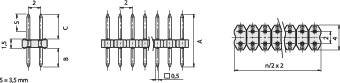 Fischer Elektronik Tűsor (standard) Sorok száma: 2 Pólusok száma sorozatonként: 50 SLY 2/104/100/G 1 2. kép