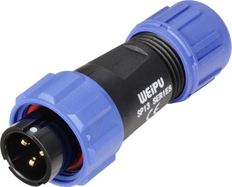 Weipu SP1310 / P 3 I Kerek dugó Dugó, egyenes Össz pólusszám: 3 Sorozat (kerek csatlakozók): SP13 1