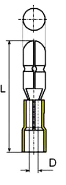 Vogt Verbindungstechnik 3922S Kerek dugó 4 mm² 6 mm² Tű átmérő: 5 mm Részlegesen szigetelt Sárga 1 d 2. kép