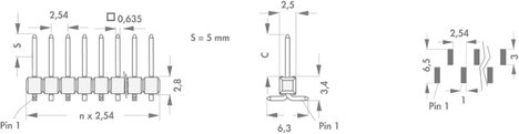 Fischer Elektronik Tűsor (standard) Sorok száma: 1 Pólusok száma sorozatonként: 20 SL 10 SMD 062/ 20 2. kép
