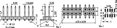 Fischer Elektronik Tűsor (standard) Sorok száma: 2 Pólusok száma sorozatonként: 20 SL LP 6 SMD 051/ 2. kép