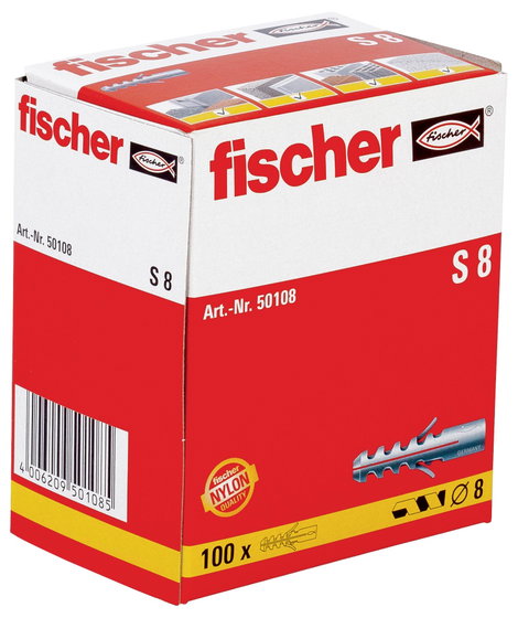 Fischer S 8 Terpesztő tipli 40 mm 8 mm 50108 100 db 2. kép