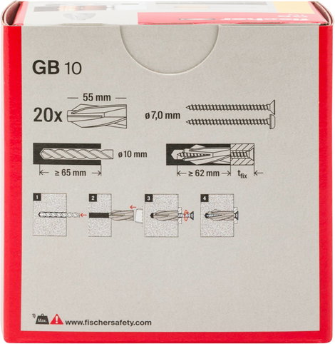 Fischer GB 10 Gázbeton tipli 55 mm 10 mm 050492 20 db 2. kép