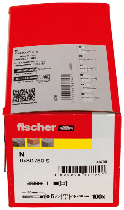 Fischer N 6 x 80/50 S Beütődübel 80 mm 6 mm 048790 100 db 3. kép