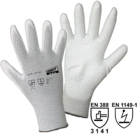 L+D worky ESD Nylon/Carbon-PU 1171-7 Nylon Munkakesztyű Méret (kesztyű): 7, S EN 388, EN 511 CAT II 