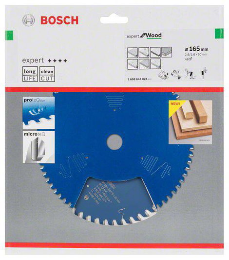 Bosch Accessories Expert for Wood 2608644024 Körfűrészlap 165 x 20 x 1.6 mm Fogak száma (collonként) 2. kép