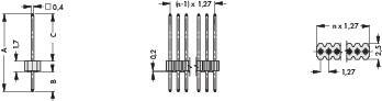 Fischer Elektronik Tűsor (standard) Sorok száma: 1 Pólusok száma sorozatonként: 36 SLV W 1 055/ 36/G 2. kép