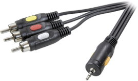 SpeaKa Professional Jack / Kompozit RCA AV Csatlakozókábel [1x Jack dugó, 2,5 mm-es - 3x RCA dugó] 2