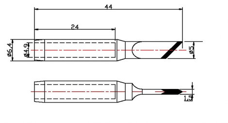 TOOLCRAFT N9-5 Forrasztó patron Mérőhegy, 45° Hegy méret 5 mm Csúcs hossza 44 mm Tartalom, tartalmi 5. kép