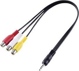 SpeaKa Professional SP-8433716 AV Audio, Video Átalakító [1x Jack dugó, 3,5 mm-es - 3x RCA alj] Feke