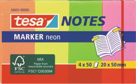 tesa Öntapadó jegyzetlap 56691-00000-01 20 mm x 50 mm Narancs, Sárga, Zöld, Rózsaszín 200 lap