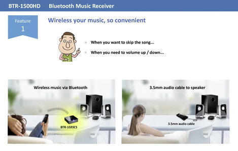 Bluetooth zene vevő Bluetooth 5.0, AptX technológia, 20 m, Renkforce RF-4294750 8. kép
