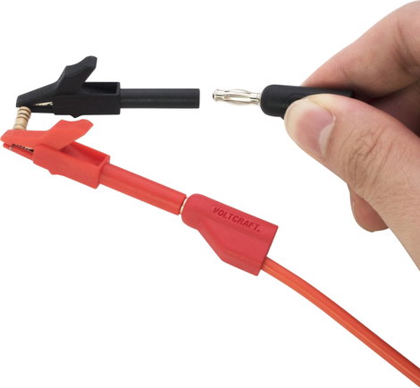 VOLTCRAFT MSK-102 Krokodilcsipesz 4 mm-es alj Fekete, Piros 3. kép