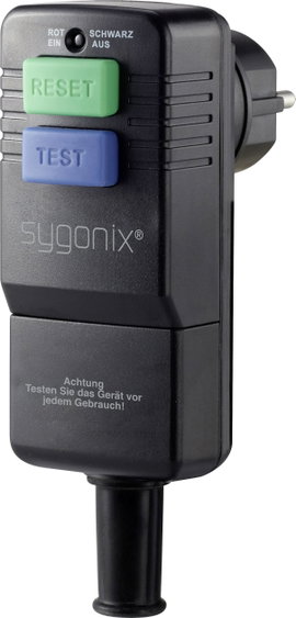 Személyvédő csatlakozódugó PRCD-vel 230 V IP54 10 mA, fekete, Sygonix SY-3779070