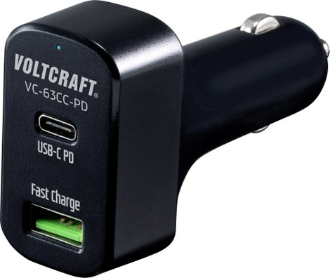 Autós USB töltő max. 3 A, USB/USB-C alj, Voltcraft VC-63CC-PD USB Power Delivery 2. kép