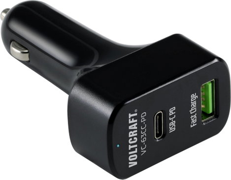 Autós USB töltő max. 3 A, USB/USB-C alj, Voltcraft VC-63CC-PD USB Power Delivery 4. kép