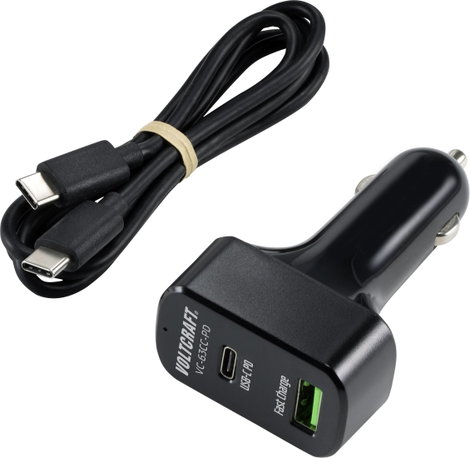 Autós USB töltő max. 3 A, USB/USB-C alj, Voltcraft VC-63CC-PD USB Power Delivery 5. kép