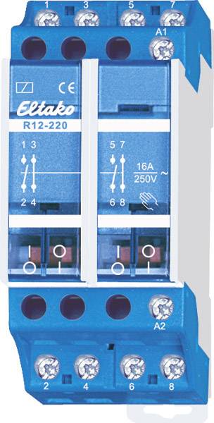 Eltako R12-220-230V Kapcsoló relé Névleges feszültség: 230 V Max. kapcsolási áram: 16 A 2 nitó, 2 zá