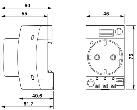 Phoenix Contact EO-CF/PT/LED Kapcsolószekrény csatlakozó Szürke 1 db 2. kép