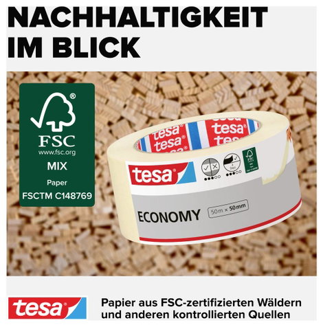 tesa UNIVERSAL 05288-00000-05 Krepp szalag Bézs (H x Sz) 50 m x 50 mm 1 db 6. kép