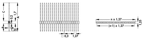 Fischer Elektronik Tűsor (standard) Sorok száma: 1 Pólusok száma sorozatonként: 20 SLM N 1/063/ 20/Z 2. kép