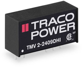 TracoPower TMV 2-2409DHI DC/DC feszültségváltó, nyák 24 V/DC 9 V/DC, -9 V/DC 112 mA 2 W Kimenetek sz