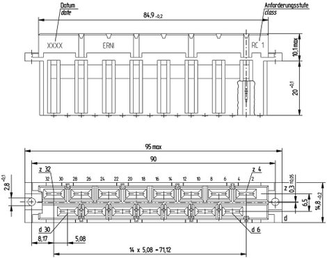 ERNI 413170 Rugós kapocsléc Össz pólusszám 125 Sorok száma 5 Pólusok száma 125 1 db Tray 4. kép