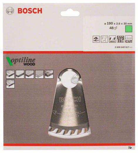 Bosch Accessories Optiline 2608640617 Keményfém körfűrészlap 190 x 30 x 2.6 mm Fogak száma (collonké 2. kép